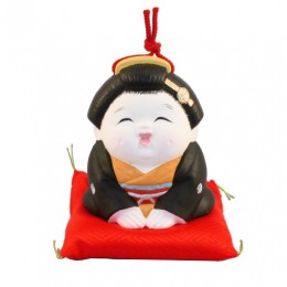 土鈴　福笑いわらべお福　黒　サンプル1