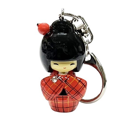 Kokeshi Keyring Kasuri Orange sample1