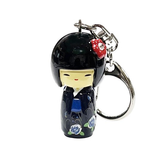 Kokeshi Keyring Furisode Blue(Flower) sample1