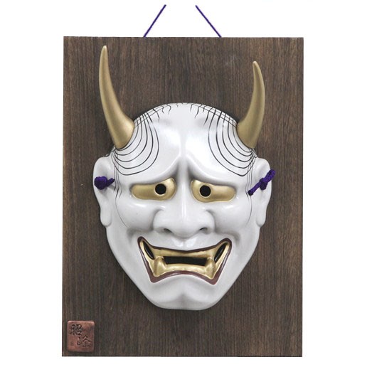 Mask Hannya with wooden plate (for ornamental) sample1