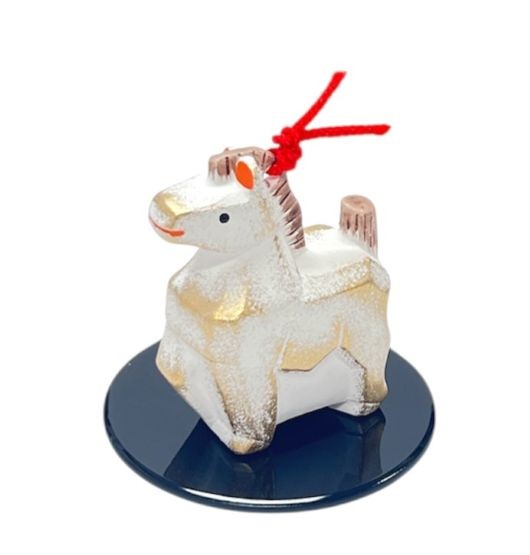 干支 土鈴 木彫午 白 サンプル1