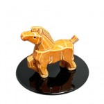 干支 京焼 木彫進馬 茶