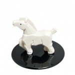 干支 京焼 木彫進馬 白