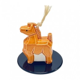 干支　京焼土鈴　木彫午　茶　サンプル1