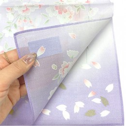 Handkerchief Kyoto-Yuzen Shidarezakura Purple sample2