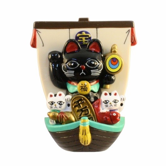 Treasure Ship Lucky Cat Black sample1