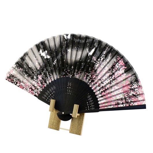 Folding Fan Sakura・Butterfly Black
